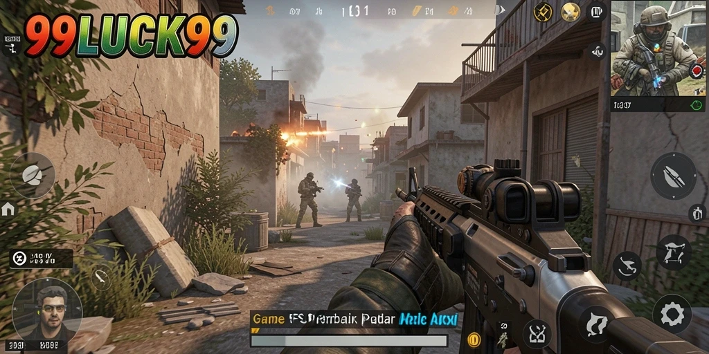 Screenshot gameplay <strong>99LUCK99</strong> yang menunjukkan aksi tembak-menembak yang intens.