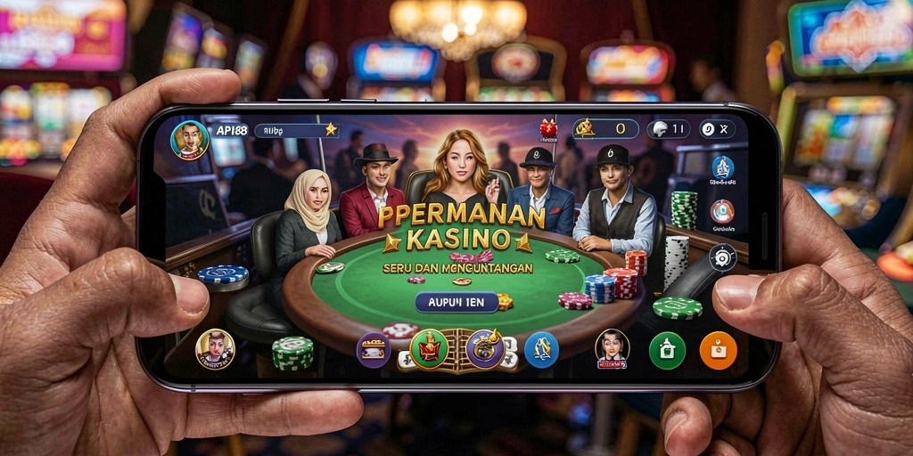 Tampilan gameplay API88 dengan suasana kasino yang menegangkan.