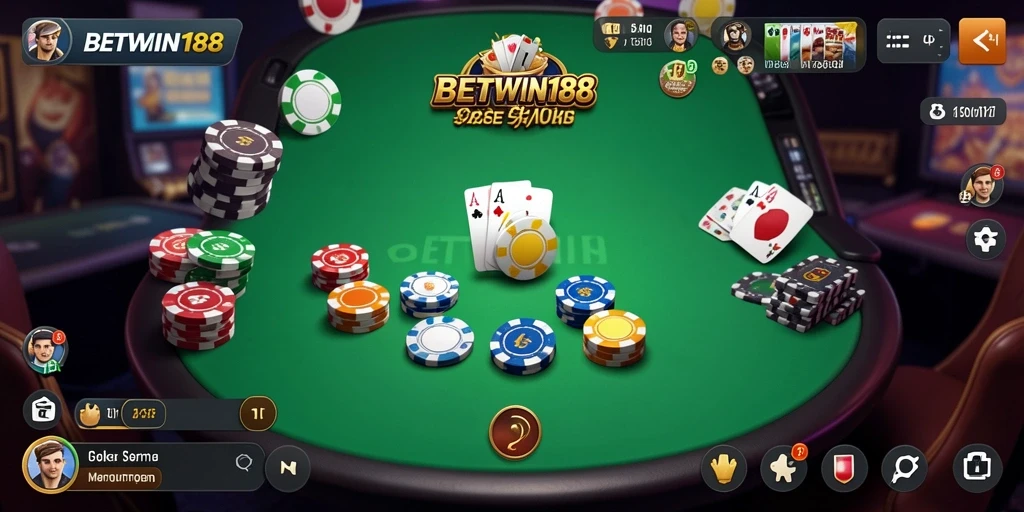 Tampilan gameplay Poker yang seru dan interaktif di BETWIN188.