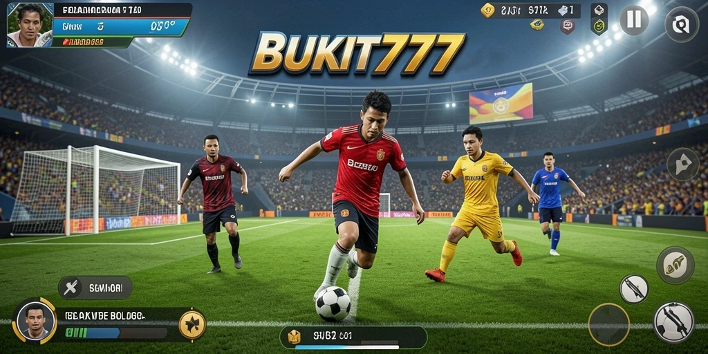 Tampilan gameplay BUKIT777 yang mendebarkan di lapangan sepak bola.