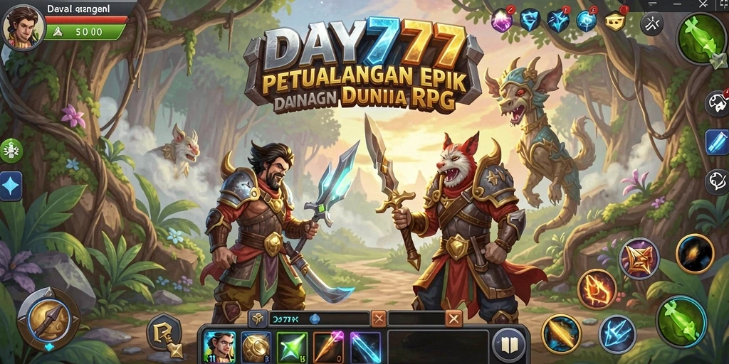 Screenshot gameplay DAY777 menampilkan aksi pertarungan seru di dunia RPG.