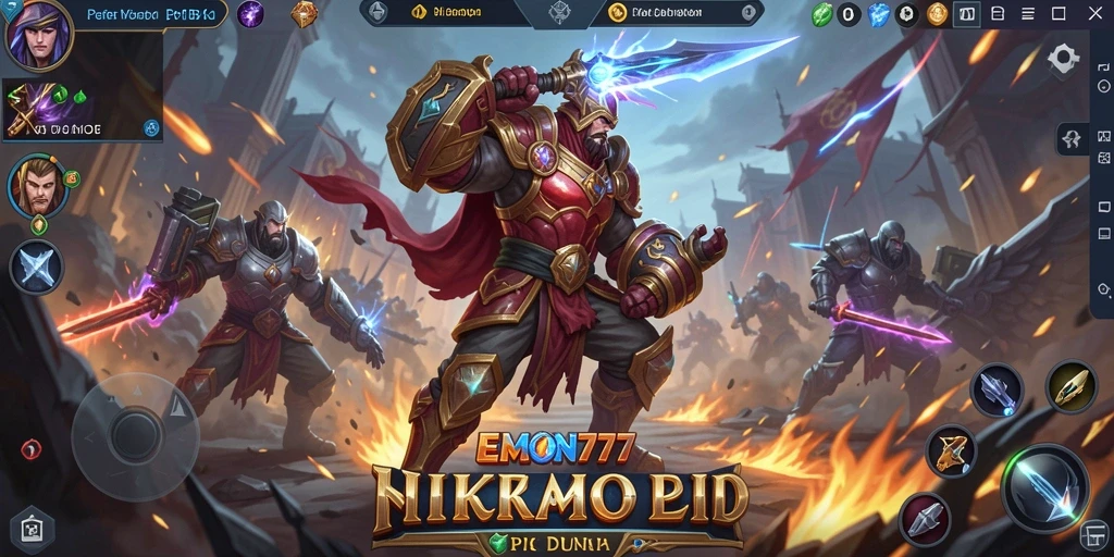 Screenshot gameplay epic dalam arena MOBA EMON777.