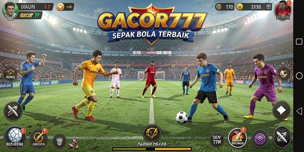 Tampilan gameplay GACOR777 yang realistis dan menarik saat pertandingan sepak bola.