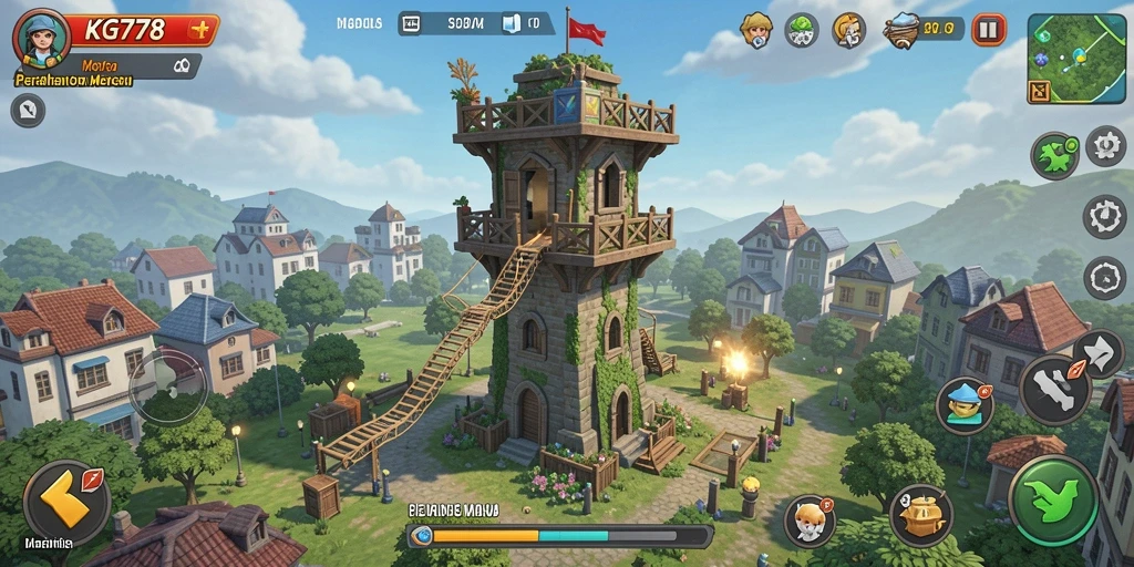 Tampilan menarik dari gameplay Tower Defense di KG778.