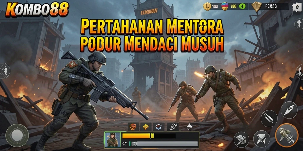 Screenshot KOMBO88 menampilkan aksi menegangkan dalam permainan Tower Defense.