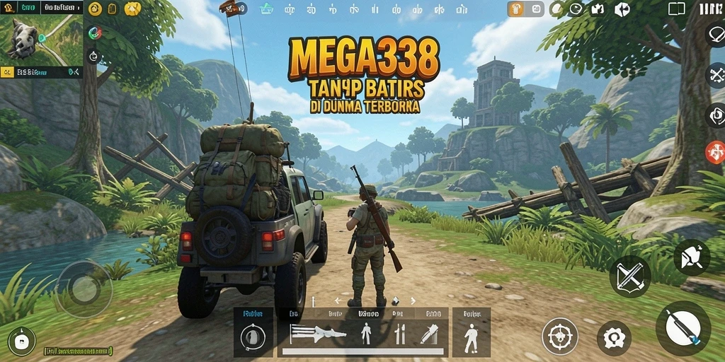 Tampilan gameplay MEGA338 dengan dunia terbuka yang luas.
