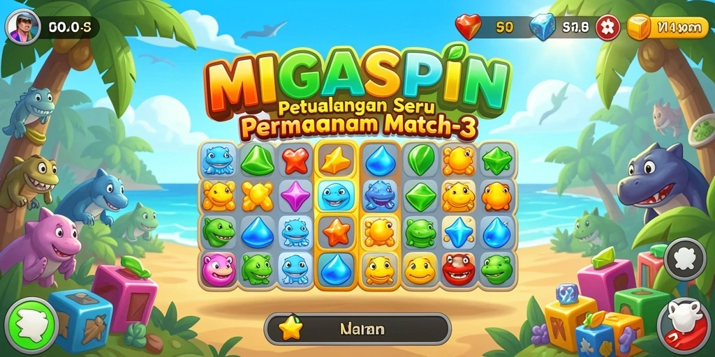 Tampilan gameplay <strong>MIGASPIN</strong> yang seru dan penuh warna.
