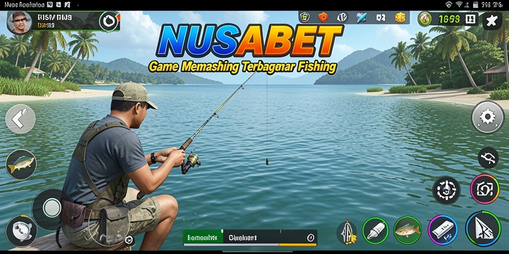 Tampilan gameplay menarik dari NUSABET saat memancing di danau.