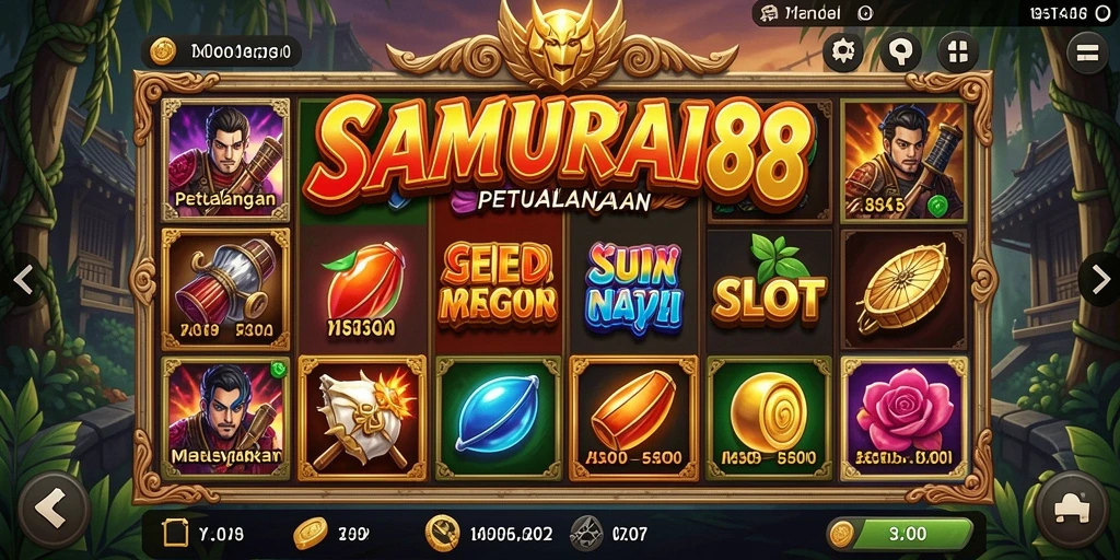 Tampilan menakjubkan dari gameplay Slot SAMURAI88 dengan grafis yang memukau.