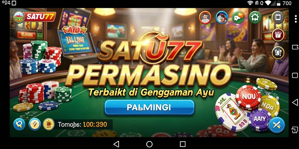 Screenshot utama SATU77 menampilkan gameplay Kasino yang menggembirakan.