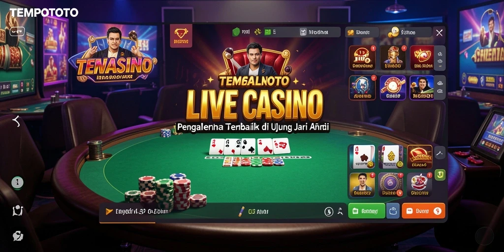 Screenshot gameplay Live Casino TEMPOTOTO dengan dealer profesional.